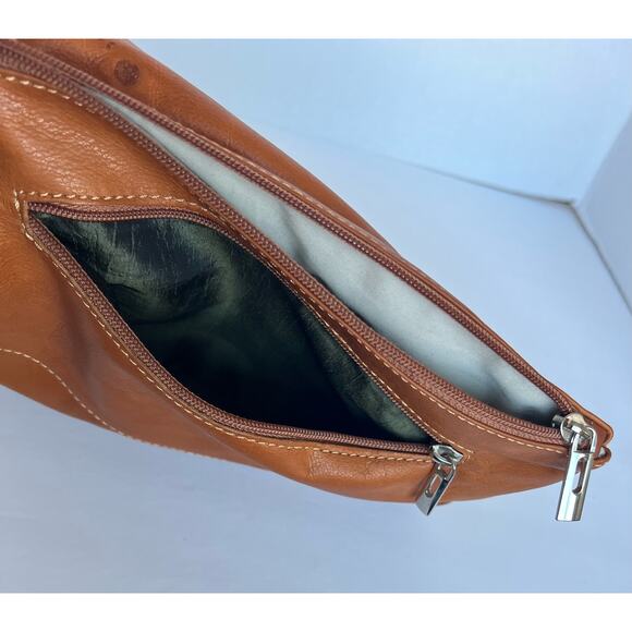 Vera Pelle Leather Cognac Brown Crossbody Shoulder Purse  Bag - Picture 10 of 15